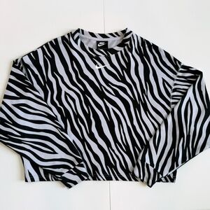 Nike Sportswear Icon Clash Women's Crew Sweatshirt Purple Black Zebra Print NWT